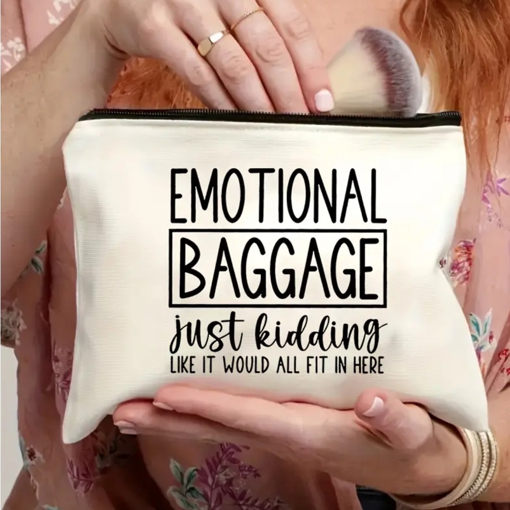 White Emotional Baggage Makeup Bag